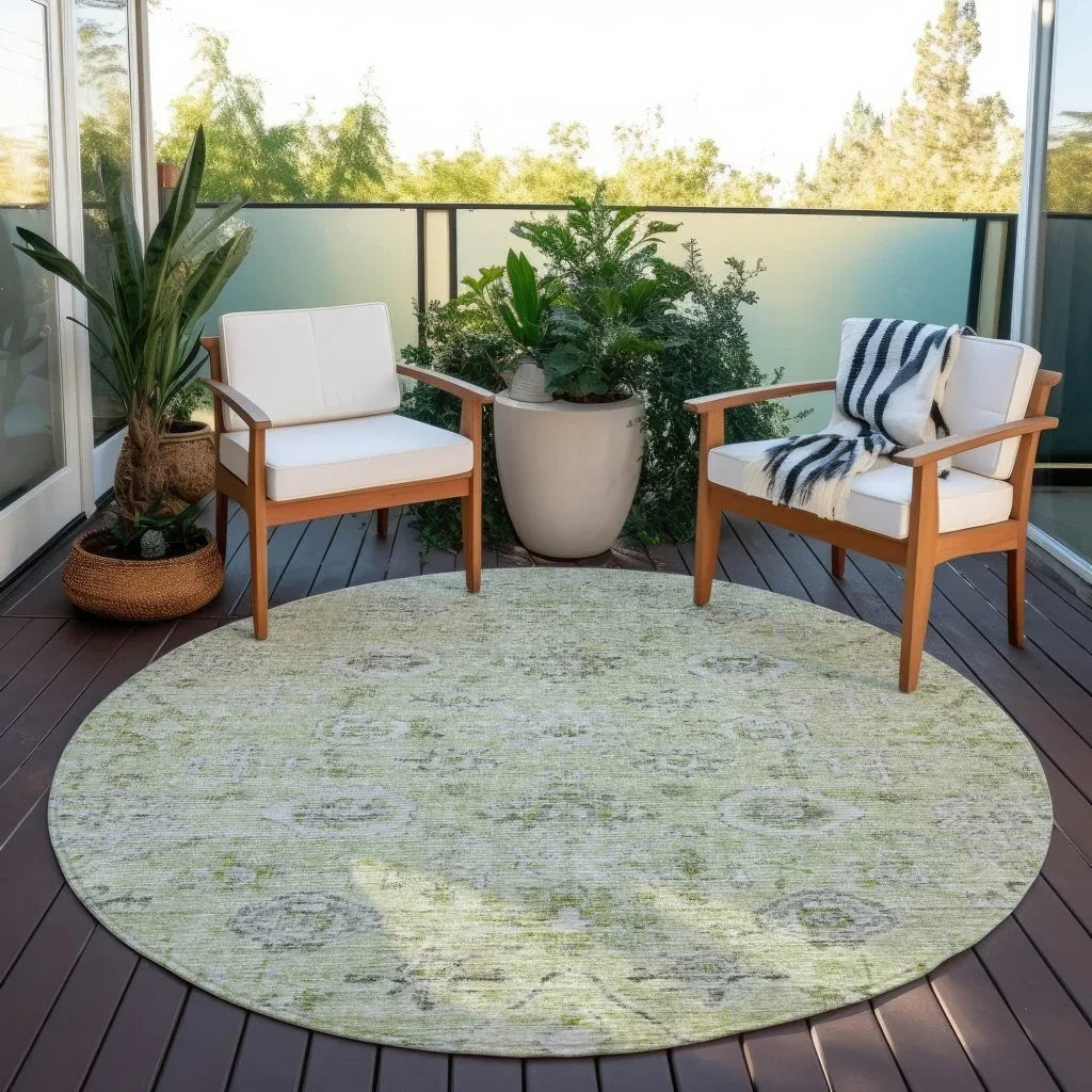 Andorra Green Washable Indoor-Outdoor Rug-Outdoor Rugs-LOOMLAN Rugs-LOOMLAN