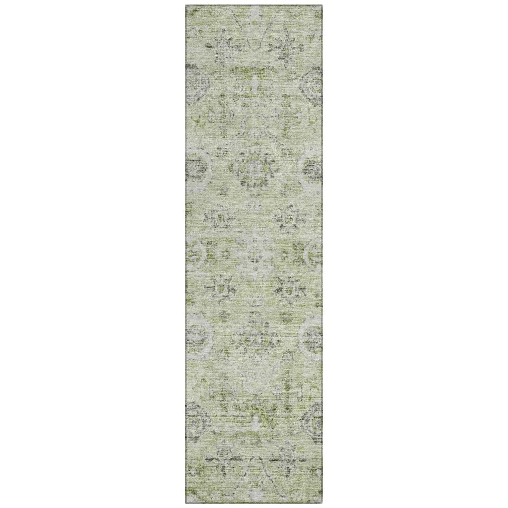 Andorra Green Washable Indoor-Outdoor Rug-Outdoor Rugs-LOOMLAN Rugs-2'3" x 7'6"-LOOMLAN