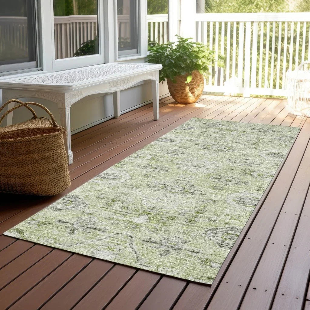 Andorra Green Washable Indoor-Outdoor Rug-Outdoor Rugs-LOOMLAN Rugs-LOOMLAN
