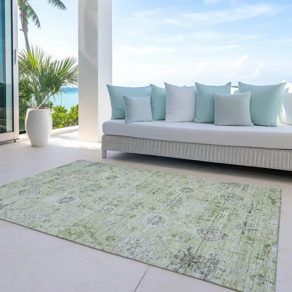 Andorra Green Washable Indoor-Outdoor Rug-Outdoor Rugs-LOOMLAN Rugs-LOOMLAN