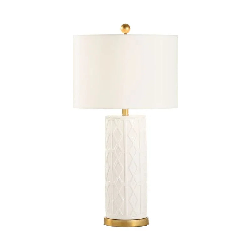 Andreu White Ceramic Raised Design Table Lamp - LOOMLAN - Chelsea House - Table Lamps