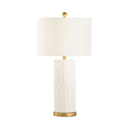Andreu White Ceramic Raised Design Table Lamp - LOOMLAN - Chelsea House - Table Lamps