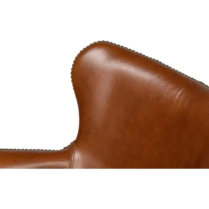 Andrew Jackson Swivel Brown Desk Chair Havana Leather-Office Chairs-Sarreid-LOOMLAN