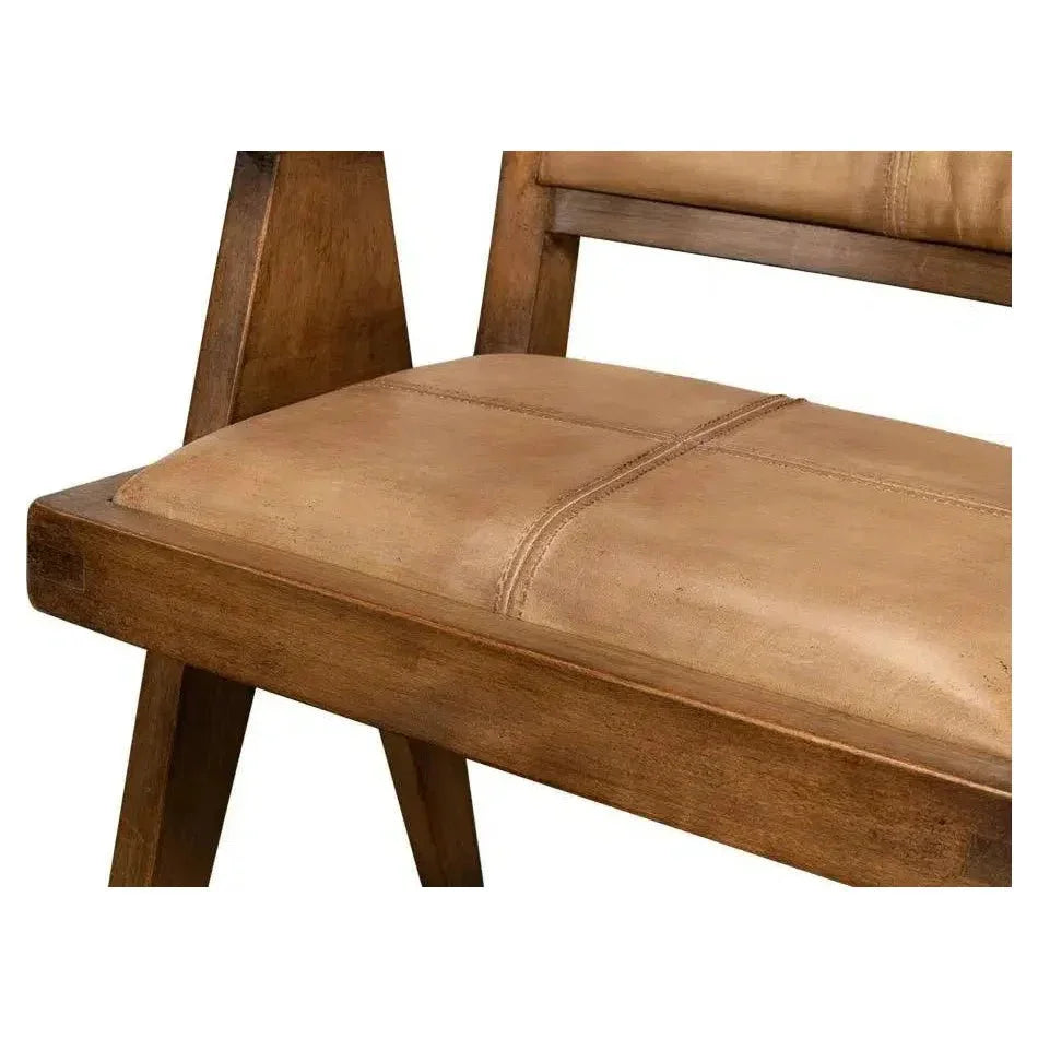 Angus Accent Chair Brown Leather - LOOMLAN - Sarreid - Accent Chairs