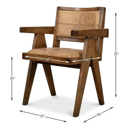 Angus Accent Chair Brown Leather - LOOMLAN - Sarreid - Accent Chairs