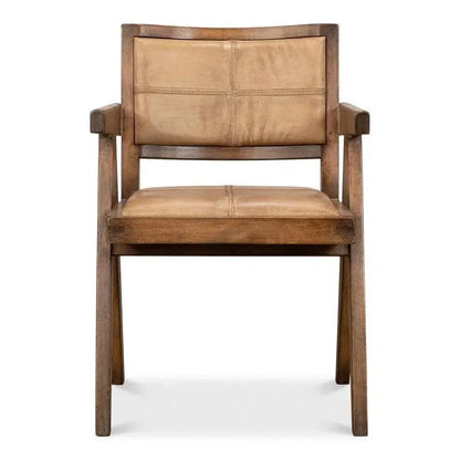 Angus Accent Chair Brown Leather - LOOMLAN - Sarreid - Accent Chairs