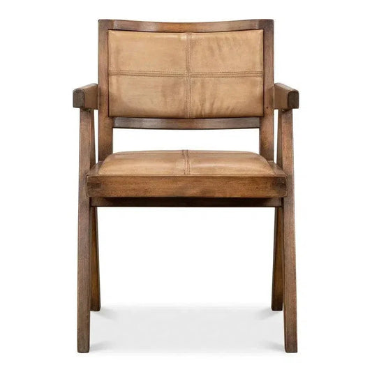 Angus Accent Chair Brown Leather - LOOMLAN - Sarreid - Accent Chairs