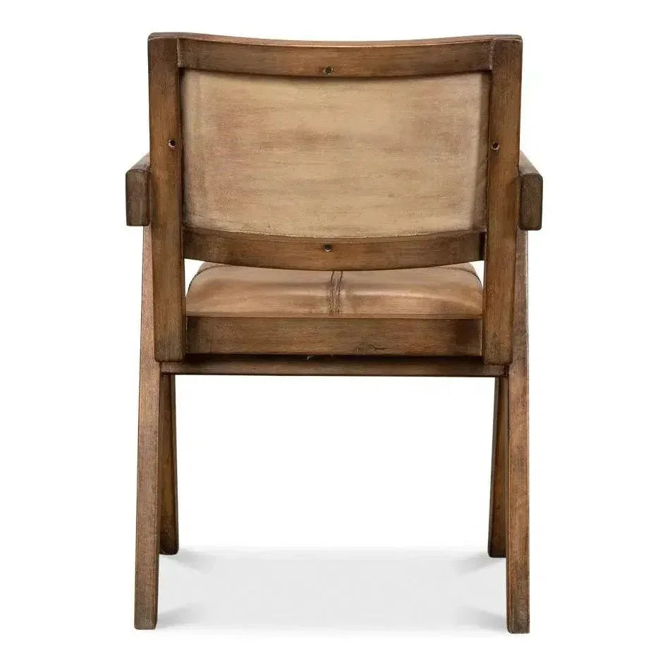 Angus Accent Chair Brown Leather - LOOMLAN - Sarreid - Accent Chairs