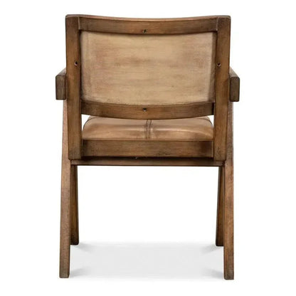 Angus Accent Chair Brown Leather - LOOMLAN - Sarreid - Accent Chairs