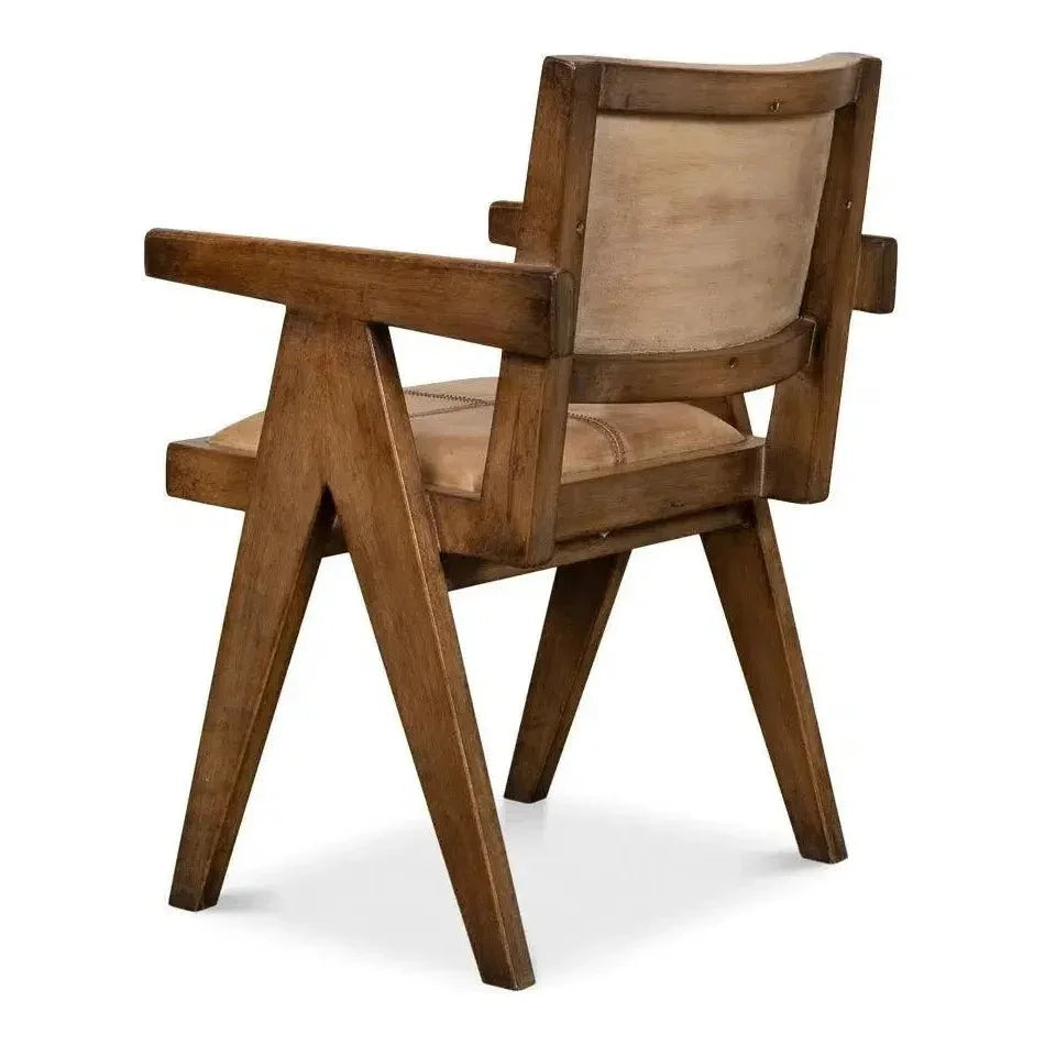 Angus Accent Chair Brown Leather - LOOMLAN - Sarreid - Accent Chairs