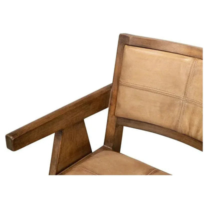 Angus Accent Chair Brown Leather - LOOMLAN - Sarreid - Accent Chairs