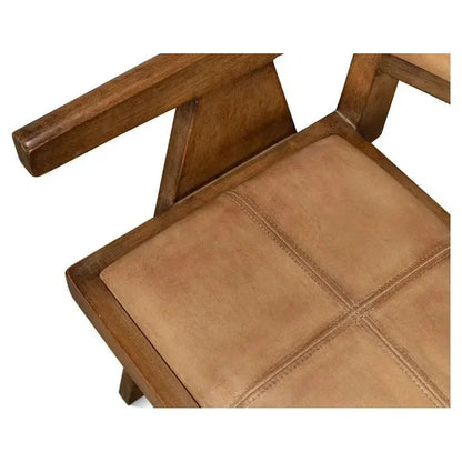 Angus Accent Chair Brown Leather - LOOMLAN - Sarreid - Accent Chairs