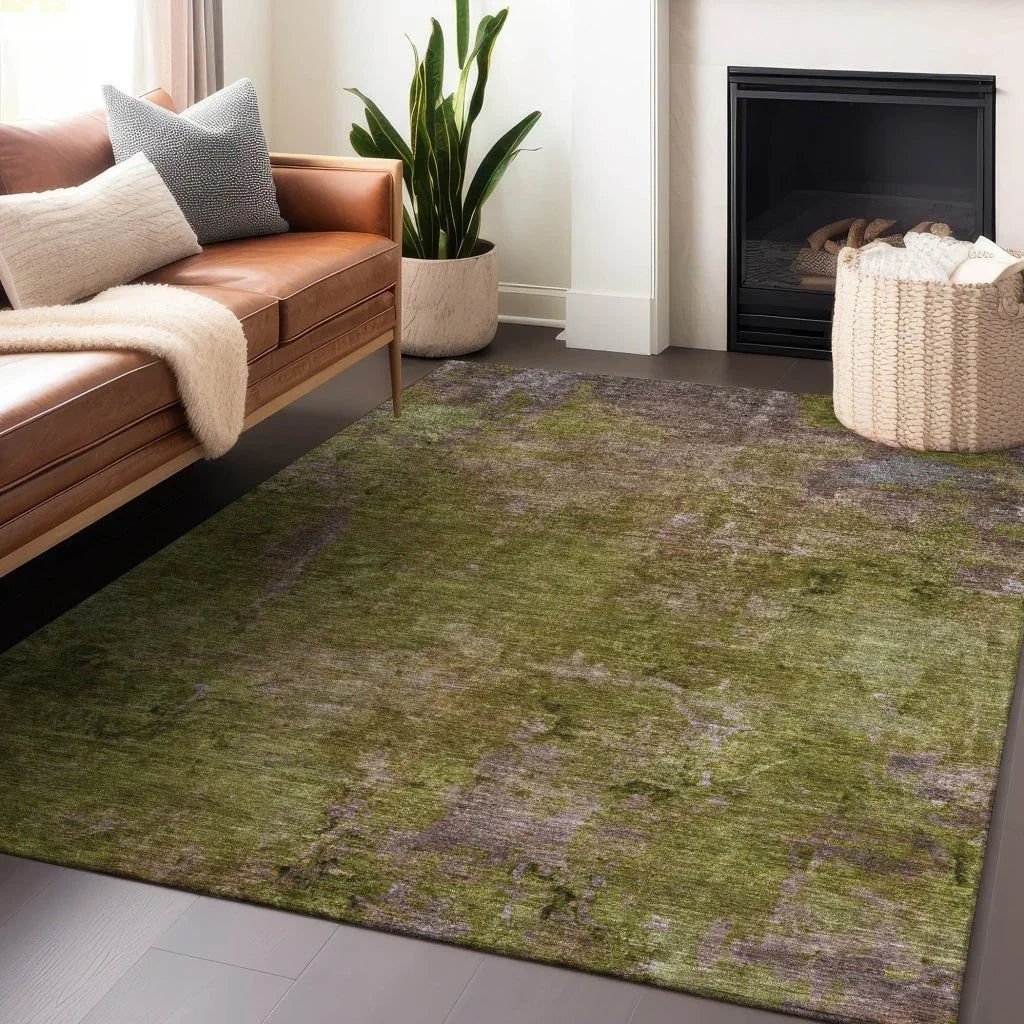 Anjari Green Washable Indoor - Outdoor Rug - LOOMLAN - LOOMLAN Rugs - Outdoor Rugs