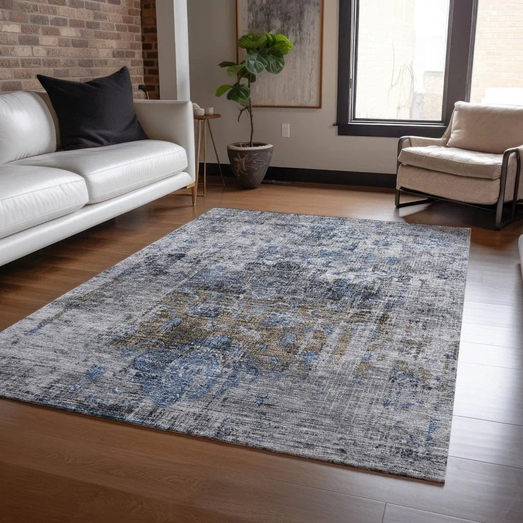 Anna Blue Washable Indoor - Outdoor Rug - LOOMLAN - LOOMLAN Rugs - Outdoor Rugs