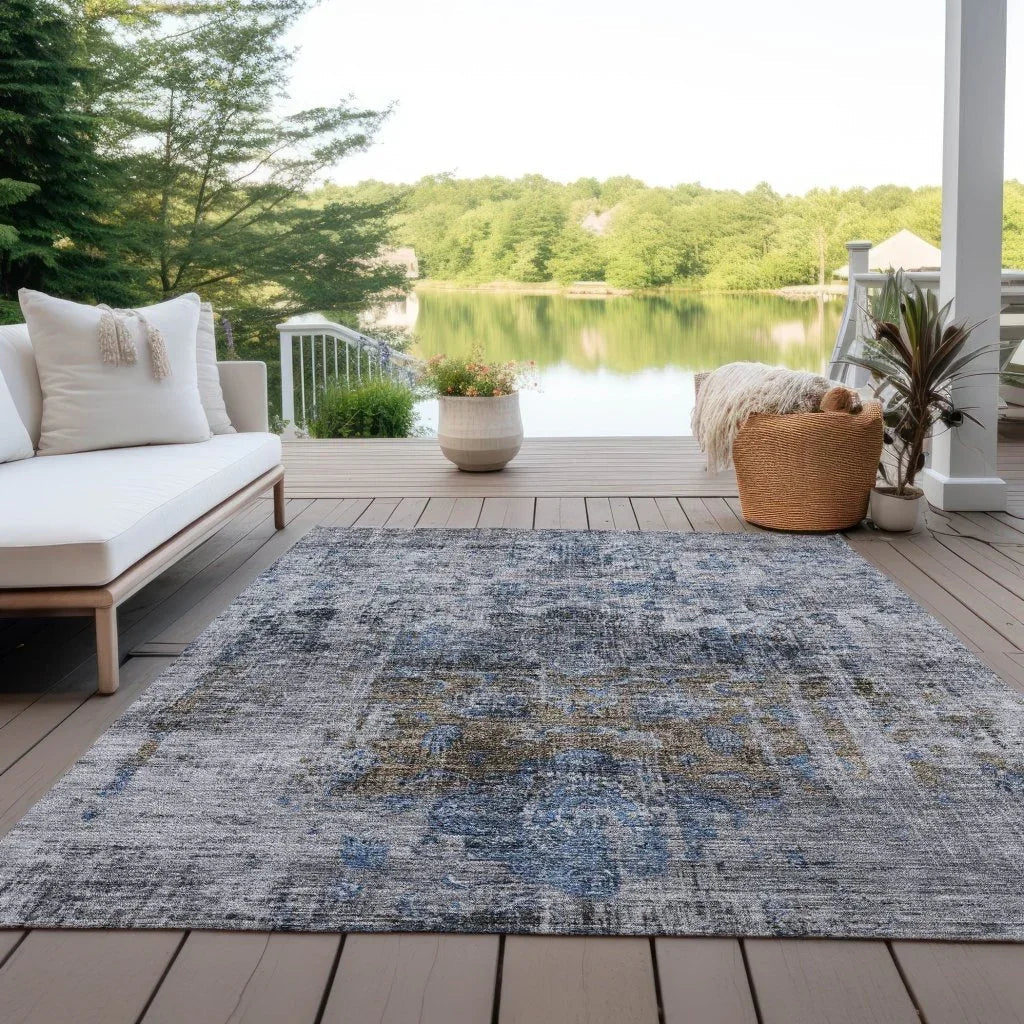 Anna Blue Washable Indoor - Outdoor Rug - LOOMLAN - LOOMLAN Rugs - Outdoor Rugs