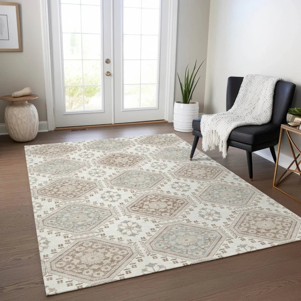 Antheya Ivory Washable Indoor - Outdoor Rug - LOOMLAN - LOOMLAN Rugs - Outdoor Rugs