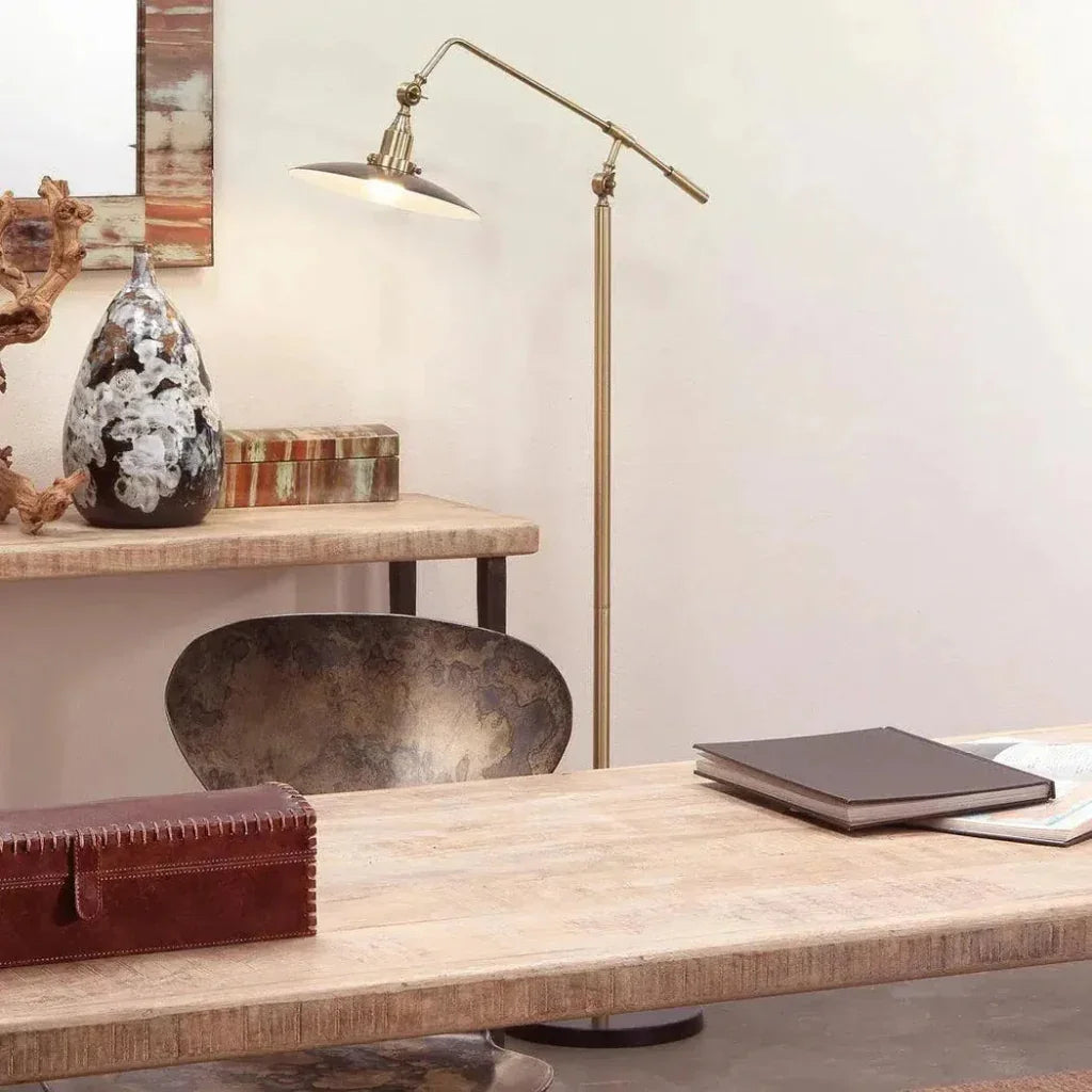 Antique Brass Aluminum Mid-Century Floor Lamp-Floor Lamps-Jamie Young-LOOMLAN