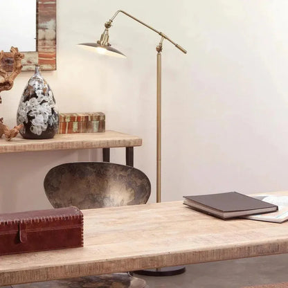 Antique Brass Aluminum Mid-Century Floor Lamp-Floor Lamps-Jamie Young-LOOMLAN