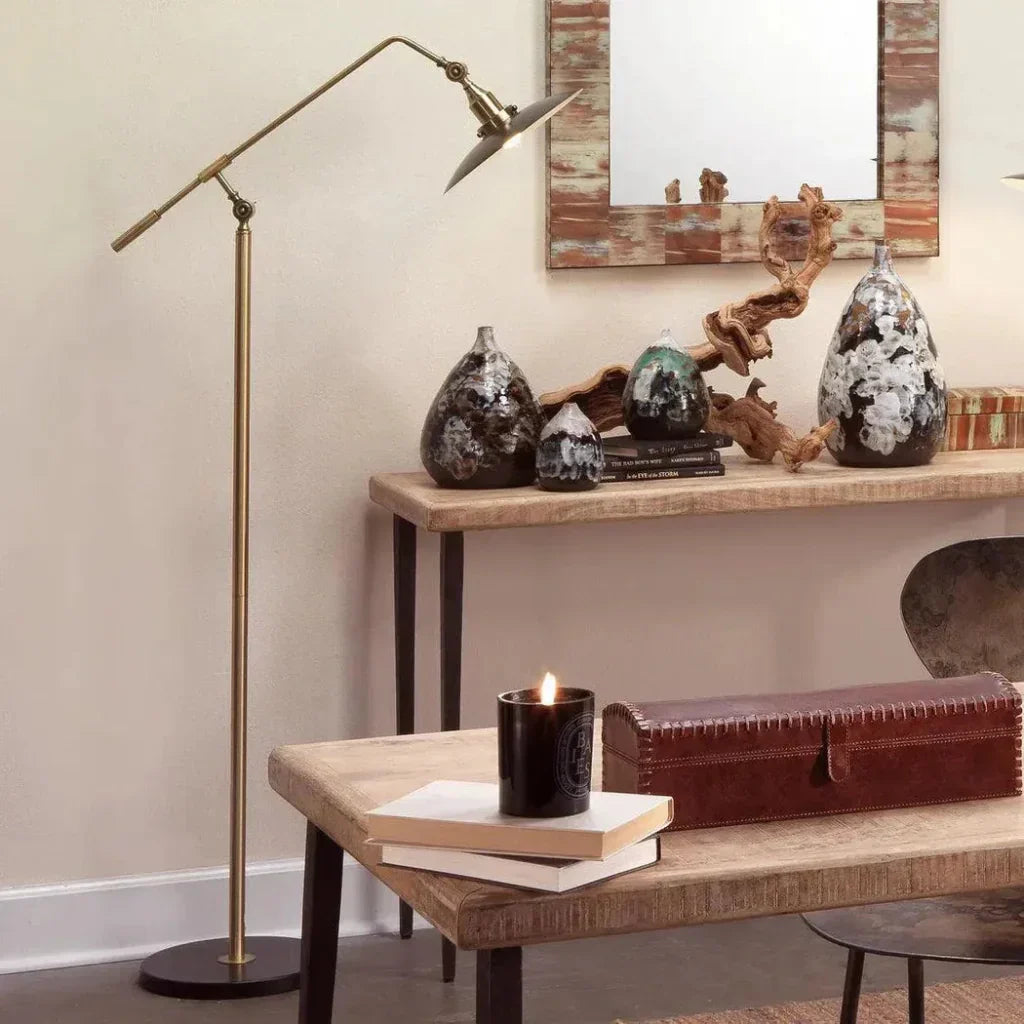 Antique Brass Aluminum Mid-Century Floor Lamp-Floor Lamps-Jamie Young-LOOMLAN