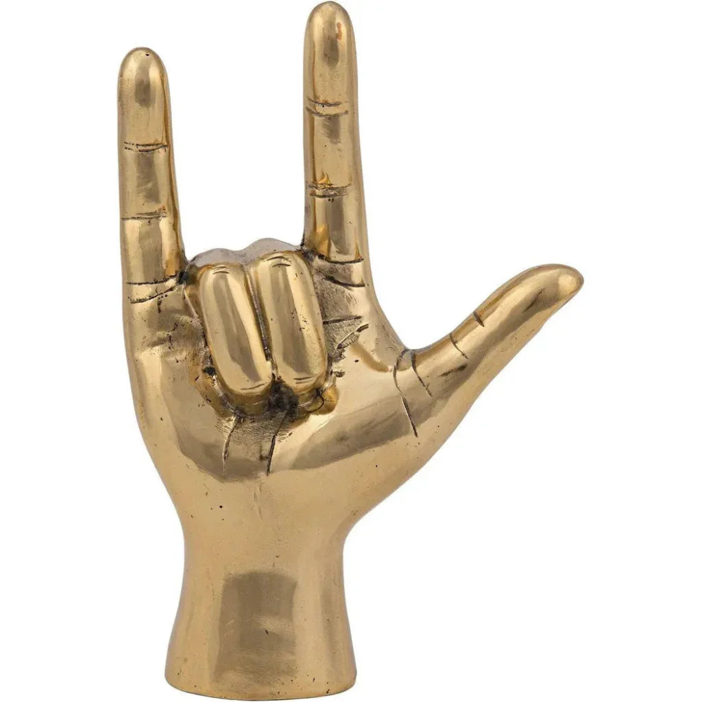Antique Brass Hand Signs Sculpture
