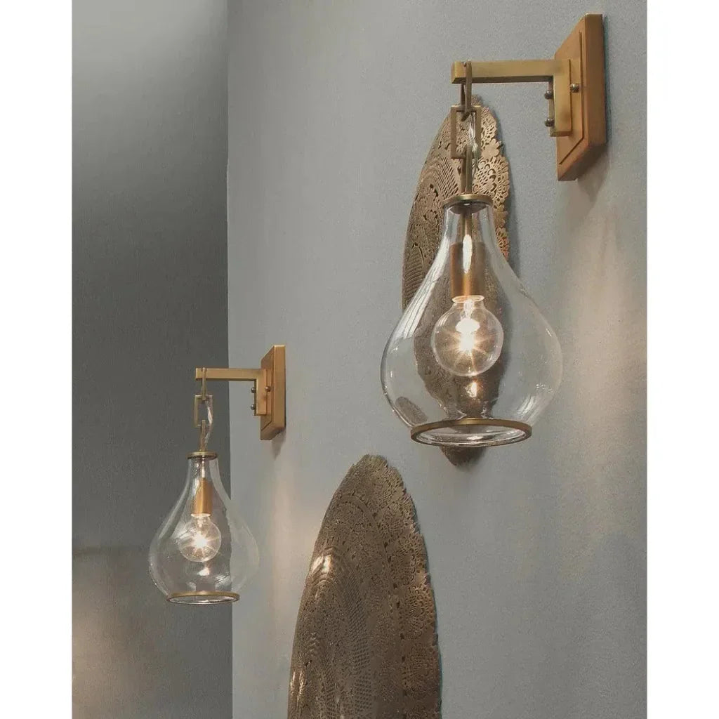 Antique Brass Tear Drop Hanging Wall Sconce - LOOMLAN - Jamie Young - Wall Sconces