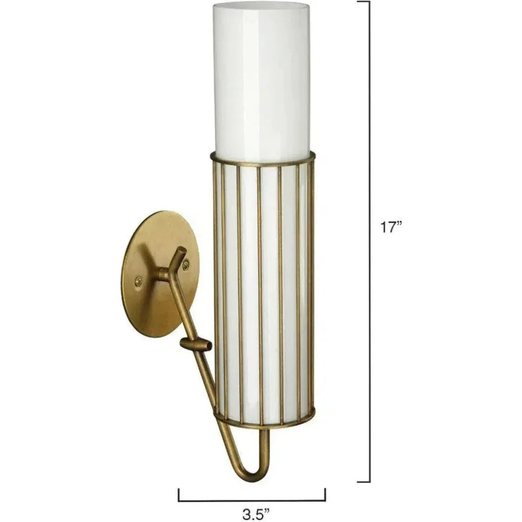 Antique Brass White Glass Torino Wall Sconce - LOOMLAN - Jamie Young - Wall Sconces