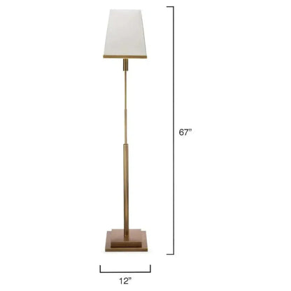 Antique Brass White Linen Jud Floor Lamp-Floor Lamps-Jamie Young-LOOMLAN