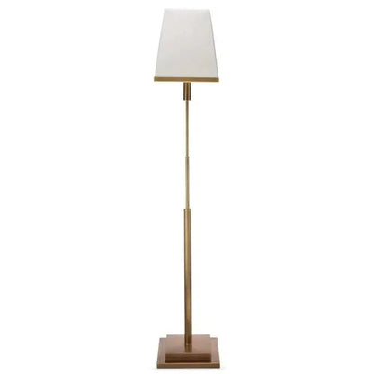 Antique Brass White Linen Jud Floor Lamp-Floor Lamps-Jamie Young-LOOMLAN