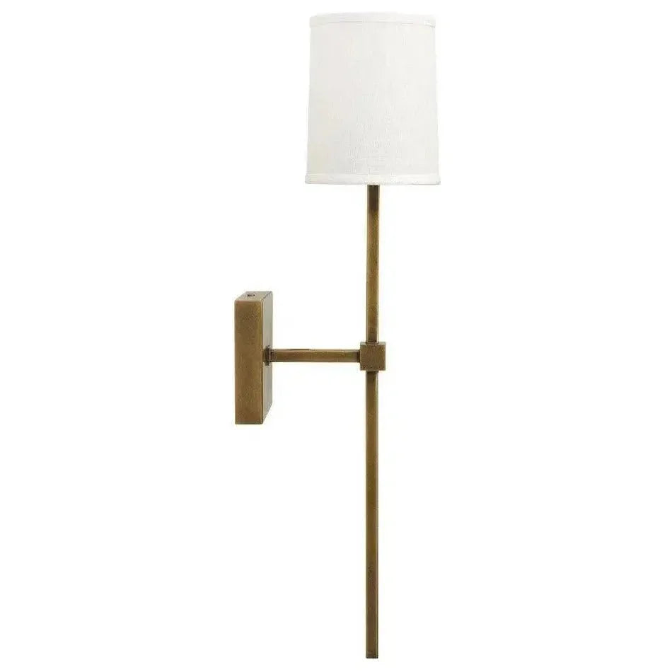 Antique Brass White Linen Minerva Wall Sconce - LOOMLAN - Jamie Young - Wall Sconces