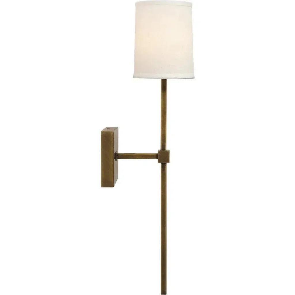 Antique Brass White Linen Minerva Wall Sconce - LOOMLAN - Jamie Young - Wall Sconces