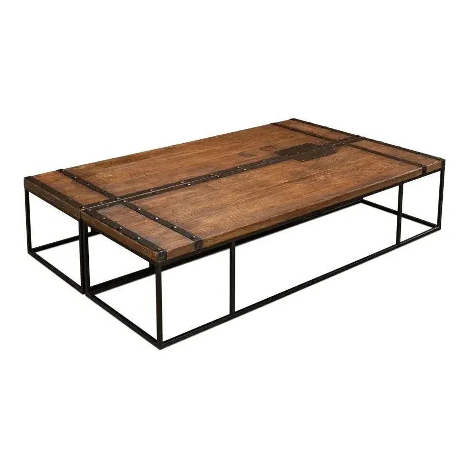 Antique Door Coffee Table Extra Large Reclaimed Wood - LOOMLAN - Sarreid - Coffee Tables