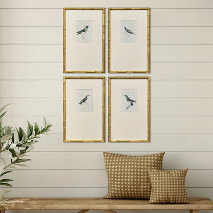 Antique Hummingbirds Framed Wall Art 4PC