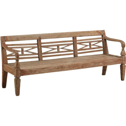 Antique Plantation Grown Teak Bench-Outdoor Benches-Furniture Classics-LOOMLAN