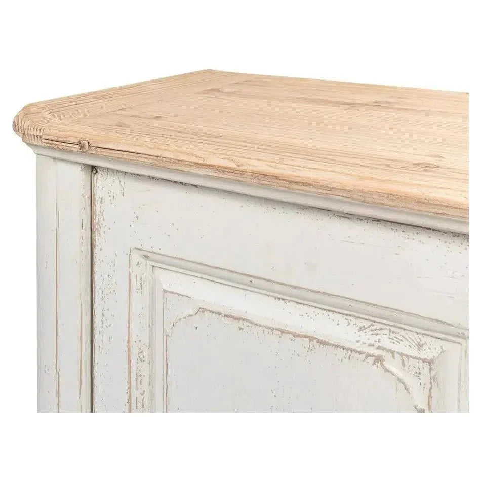 Antique Whitewash Sideboard 4 Door - LOOMLAN - Sarreid - Sideboards