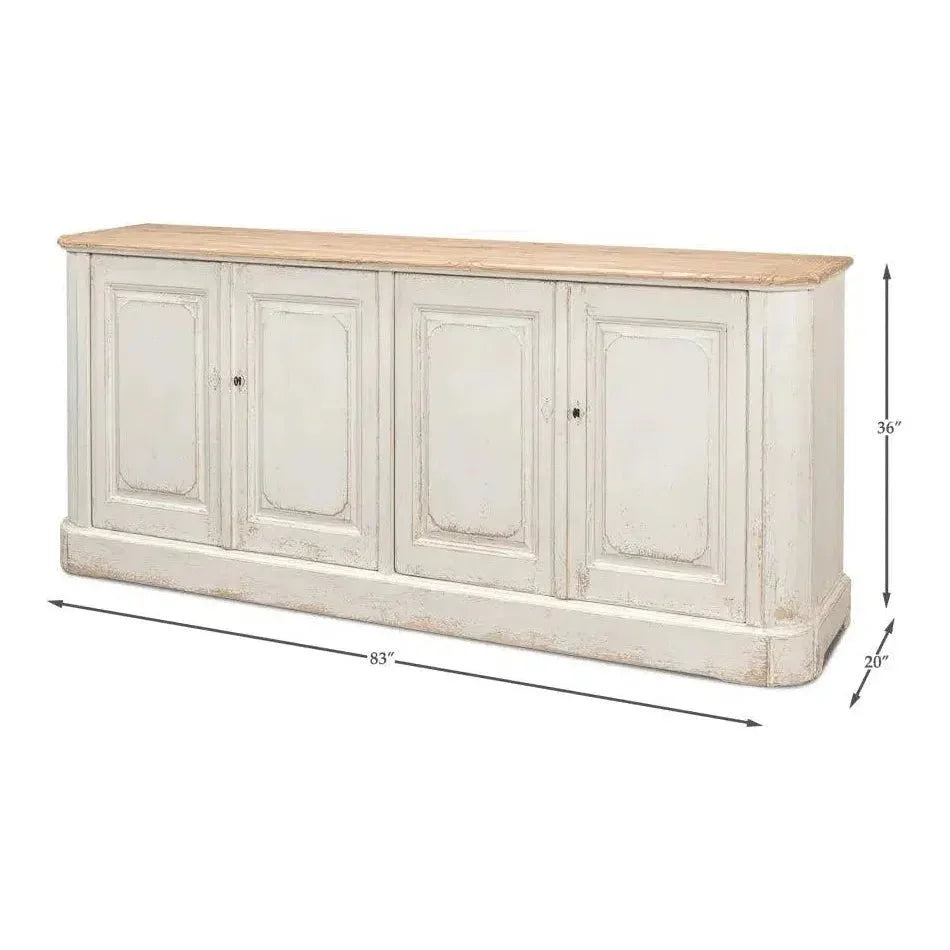 Antique Whitewash Sideboard 4 Door - LOOMLAN - Sarreid - Sideboards