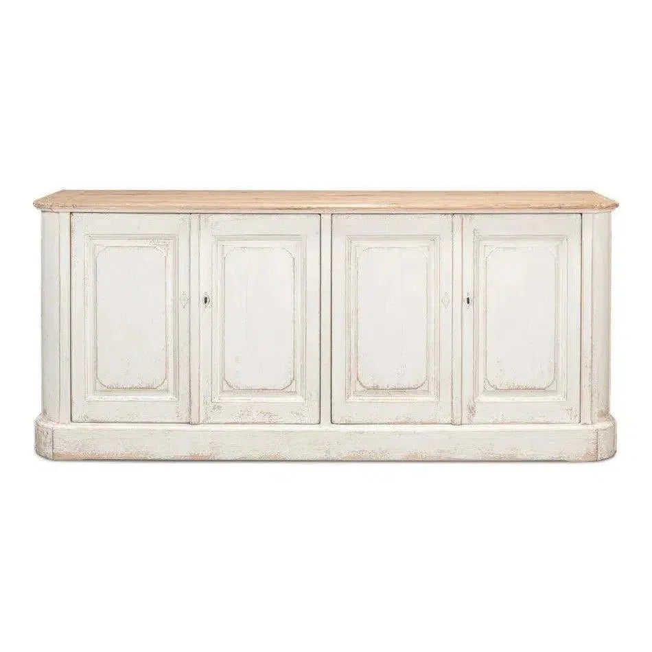 Antique Whitewash Sideboard 4 Door - LOOMLAN - Sarreid - Sideboards