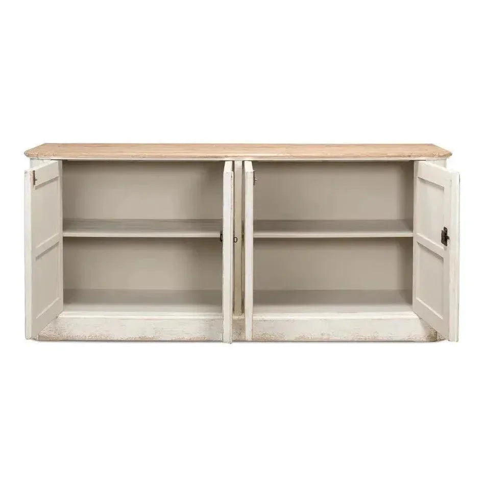 Antique Whitewash Sideboard 4 Door - LOOMLAN - Sarreid - Sideboards