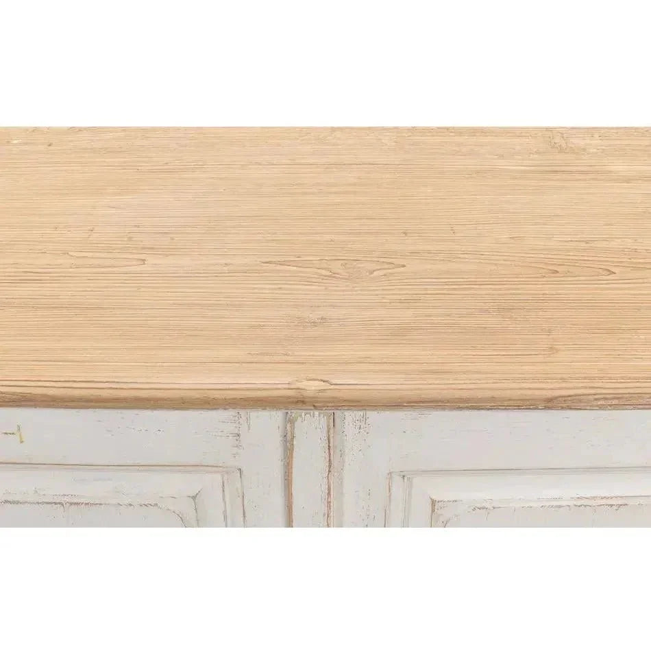 Antique Whitewash Extra Wide Sideboard 6 Door - LOOMLAN - Sarreid - Sideboards