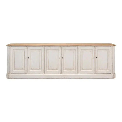 Antique Whitewash Extra Wide Sideboard 6 Door - LOOMLAN - Sarreid - Sideboards
