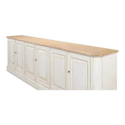 Antique Whitewash Extra Wide Sideboard 6 Door - LOOMLAN - Sarreid - Sideboards