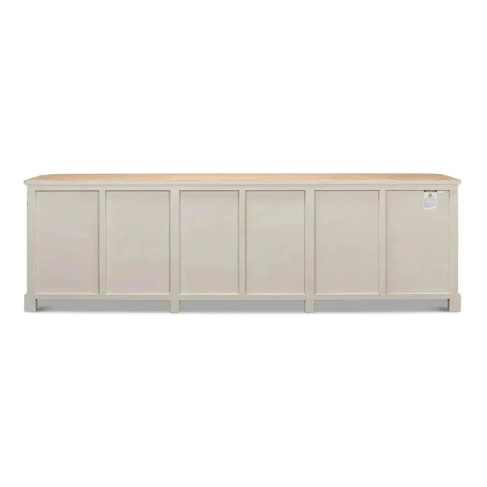 Antique Whitewash Extra Wide Sideboard 6 Door - LOOMLAN - Sarreid - Sideboards
