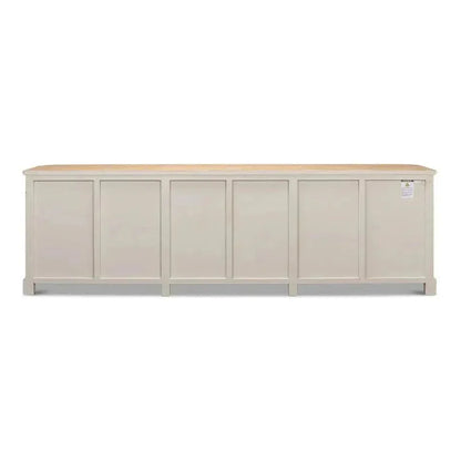 Antique Whitewash Extra Wide Sideboard 6 Door - LOOMLAN - Sarreid - Sideboards