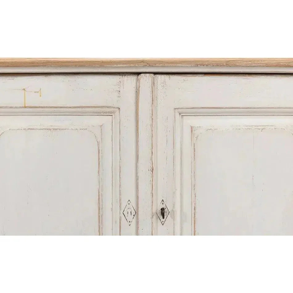 Antique Whitewash Extra Wide Sideboard 6 Door - LOOMLAN - Sarreid - Sideboards