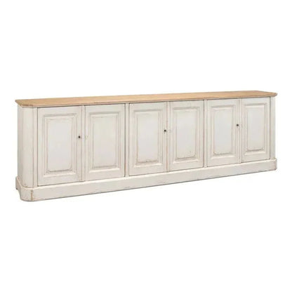 Antique Whitewash Extra Wide Sideboard 6 Door - LOOMLAN - Sarreid - Sideboards