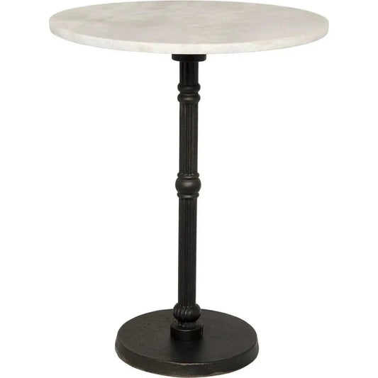 Antonie Iron and Marble Round Side Table - LOOMLAN - Noir - Side Tables