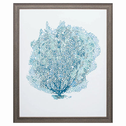 Aqua Coral on Rustic Wood Grain Framed Wall Art