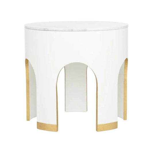Aqueduct White Marble Top End Table - LOOMLAN - Chelsea House - Side Tables