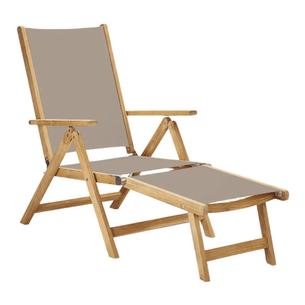 Aquitania Teak Patio Folding Lounge Deck Chair-Outdoor Lounge Chairs-HiTeak-Taupe-LOOMLAN