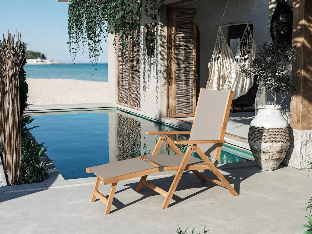 Aquitania Teak Patio Folding Lounge Deck Chair-Outdoor Lounge Chairs-HiTeak-LOOMLAN