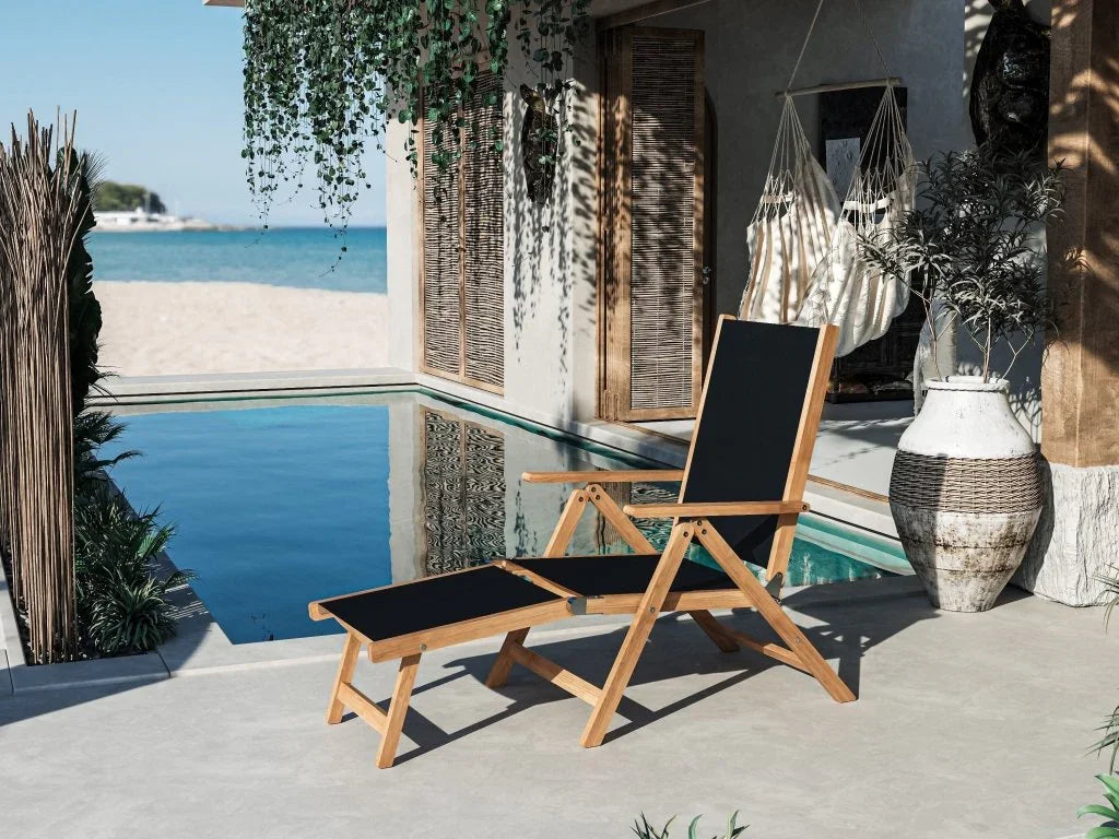 Aquitania Teak Patio Folding Lounge Deck Chair-Outdoor Lounge Chairs-HiTeak-LOOMLAN
